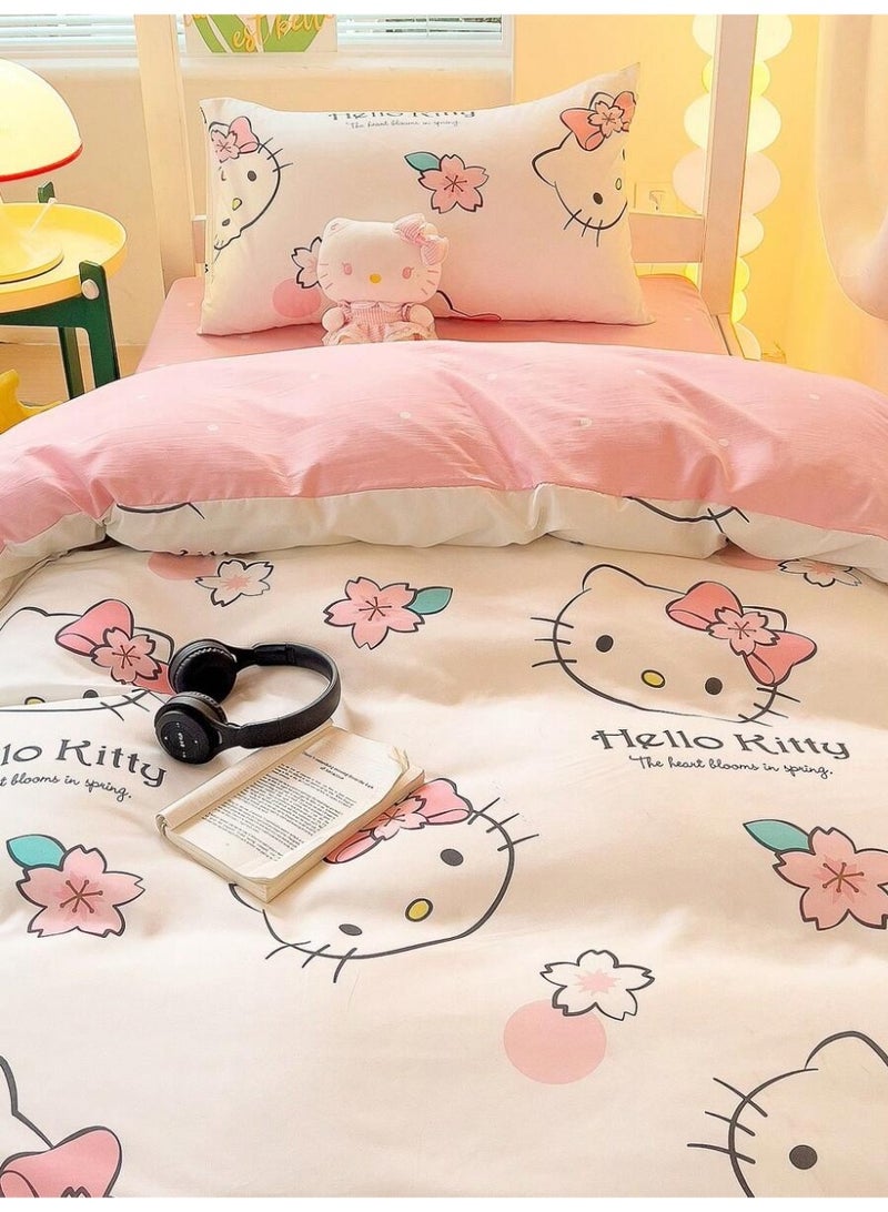 Hello Kitty Sakura Duvet Cover Set – Cute Kawaii Pink Floral Bedding – Soft Pastel Duvet Cover with Pillowcases (Comforter Not Included) - Image 1