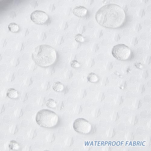 Furlinic Extra Long Waffle Weave No Hook Shower Curtain with Snap in Liner,Heavy Duty Textured Fabric Bathroom Curtains,Hotel Style with Mesh Top Window,Waterproof & Machine Washable,White,71x96. - Image 3