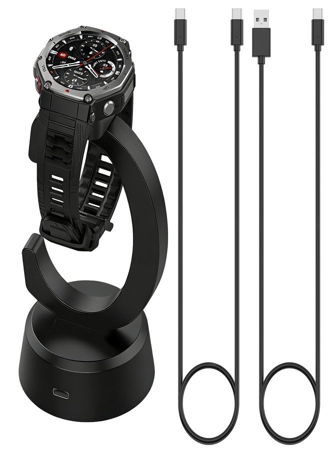 BLIKEJIN حامل شحن مغناطيسي لساعات Amazfit Cheetah 2 Ultra/Pro و Active 3 Premium و T-Rex 3/3 Pro/Ultra 2 و Active Max و Balance 1/2 و Helio Strap مع كابلين (USB-A و USB-C) - Image 1