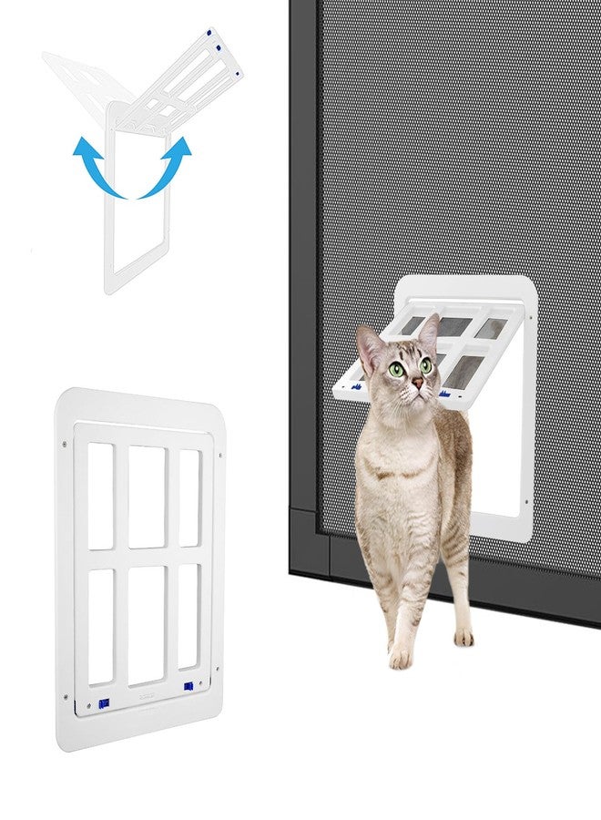PETLESO Dog Door for Screen Door, Small Pet Door for Small Dogs Cats, 8.3" x 10.3" Magnetic Flap with Lockable Insert, Sliding Screen Door Compatible, White S - Image 1