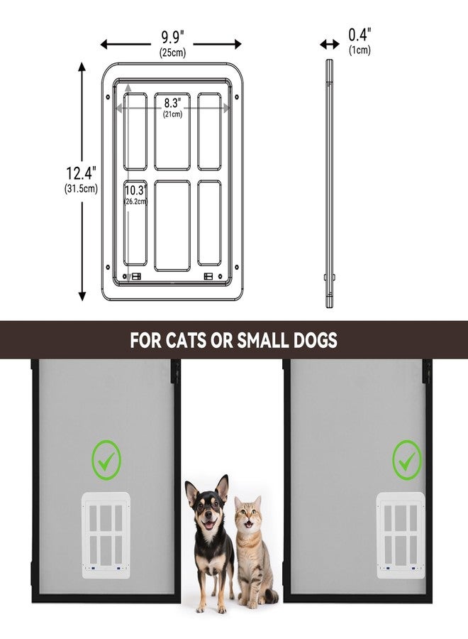 PETLESO Dog Door for Screen Door, Small Pet Door for Small Dogs Cats, 8.3" x 10.3" Magnetic Flap with Lockable Insert, Sliding Screen Door Compatible, White S - Image 5