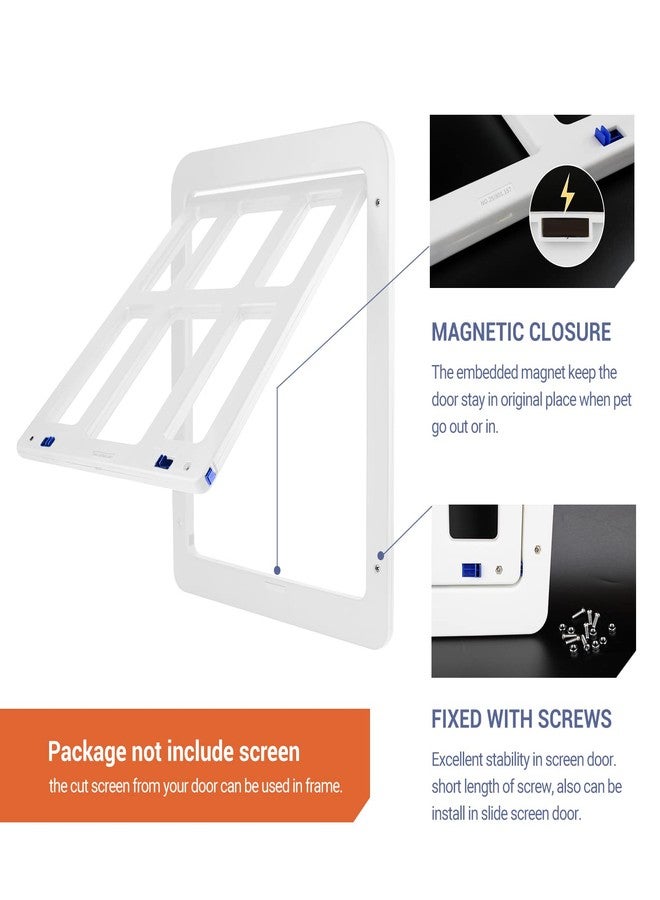 PETLESO Dog Door for Screen Door, Small Pet Door for Small Dogs Cats, 8.3" x 10.3" Magnetic Flap with Lockable Insert, Sliding Screen Door Compatible, White S - Image 4