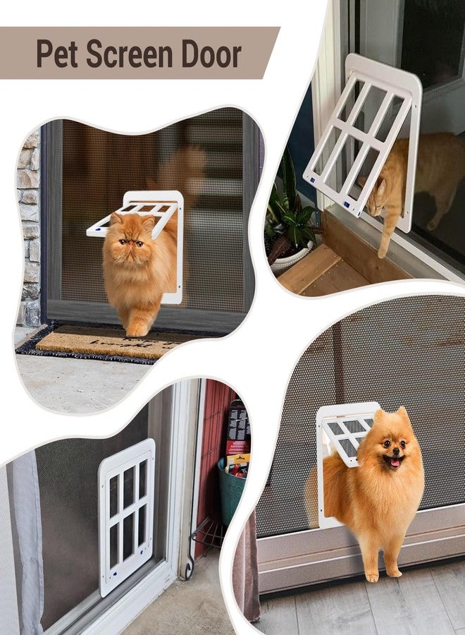 PETLESO Dog Door for Screen Door, Small Pet Door for Small Dogs Cats, 8.3" x 10.3" Magnetic Flap with Lockable Insert, Sliding Screen Door Compatible, White S - Image 2