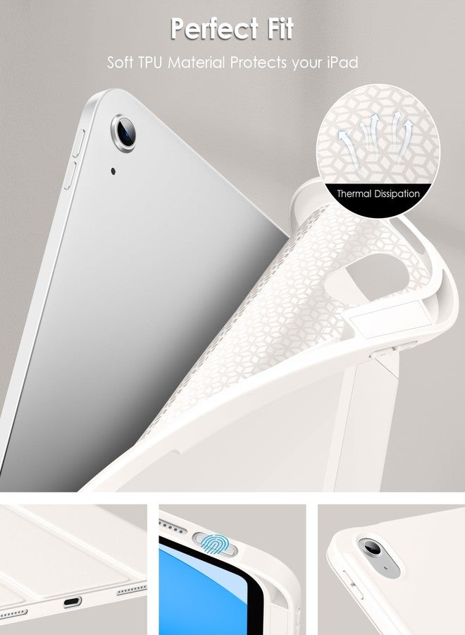 دتو جراب DTTO لجهاز iPad الجيل العاشر 10.9 بوصة 2022، غطاء خلفي نحيف ثلاثي الطي من مادة TPU الناعمة مع حامل قلم لجهاز iPad الجيل العاشر - خاصية التشغيل/الإيقاف التلقائي، أبيض - Image 2