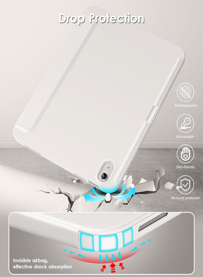 دتو جراب DTTO لجهاز iPad الجيل العاشر 10.9 بوصة 2022، غطاء خلفي نحيف ثلاثي الطي من مادة TPU الناعمة مع حامل قلم لجهاز iPad الجيل العاشر - خاصية التشغيل/الإيقاف التلقائي، أبيض - Image 3