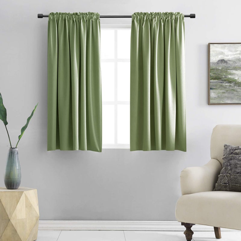DONREN Sage Green Curtains for Bedroom  Blackout Thermal Insulated Curtain Panels with Rod Pocket 42 by 45 Inch2 Panels