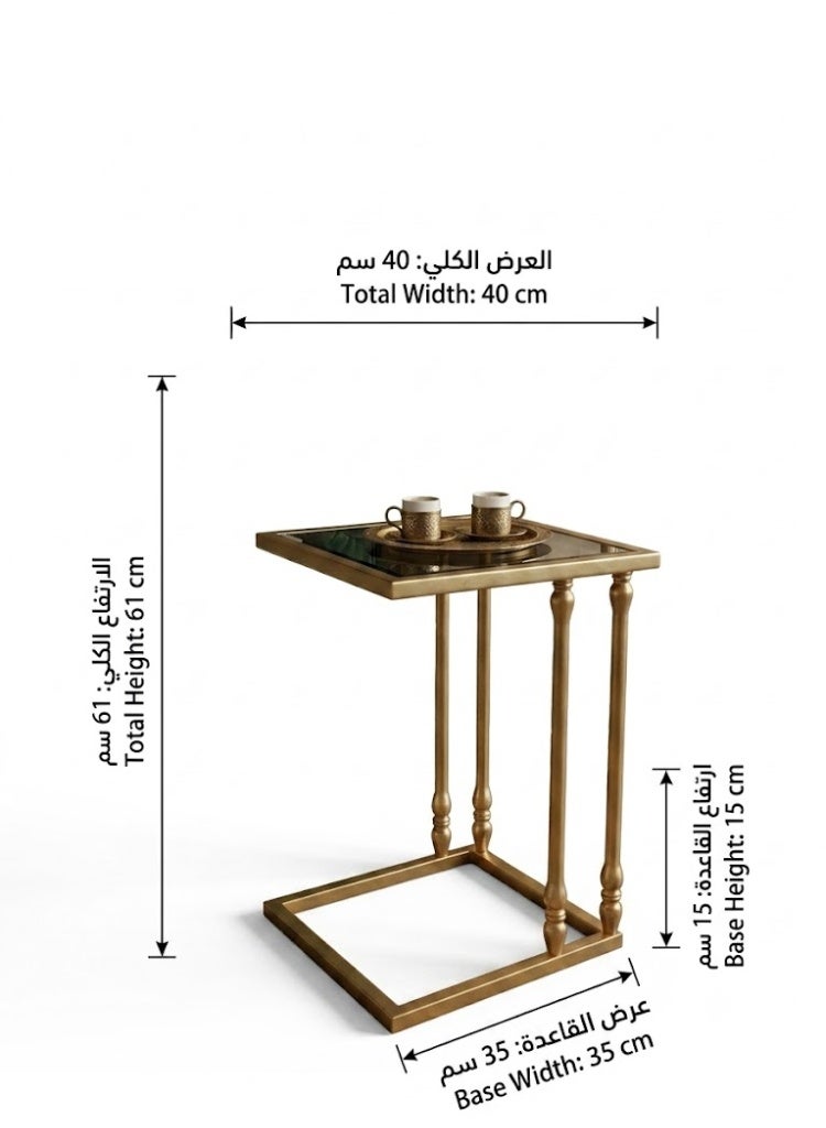 طاولة خدمة جانبية مودرن مربعة الشكل بإطار ذهبي أنيق - Image 2