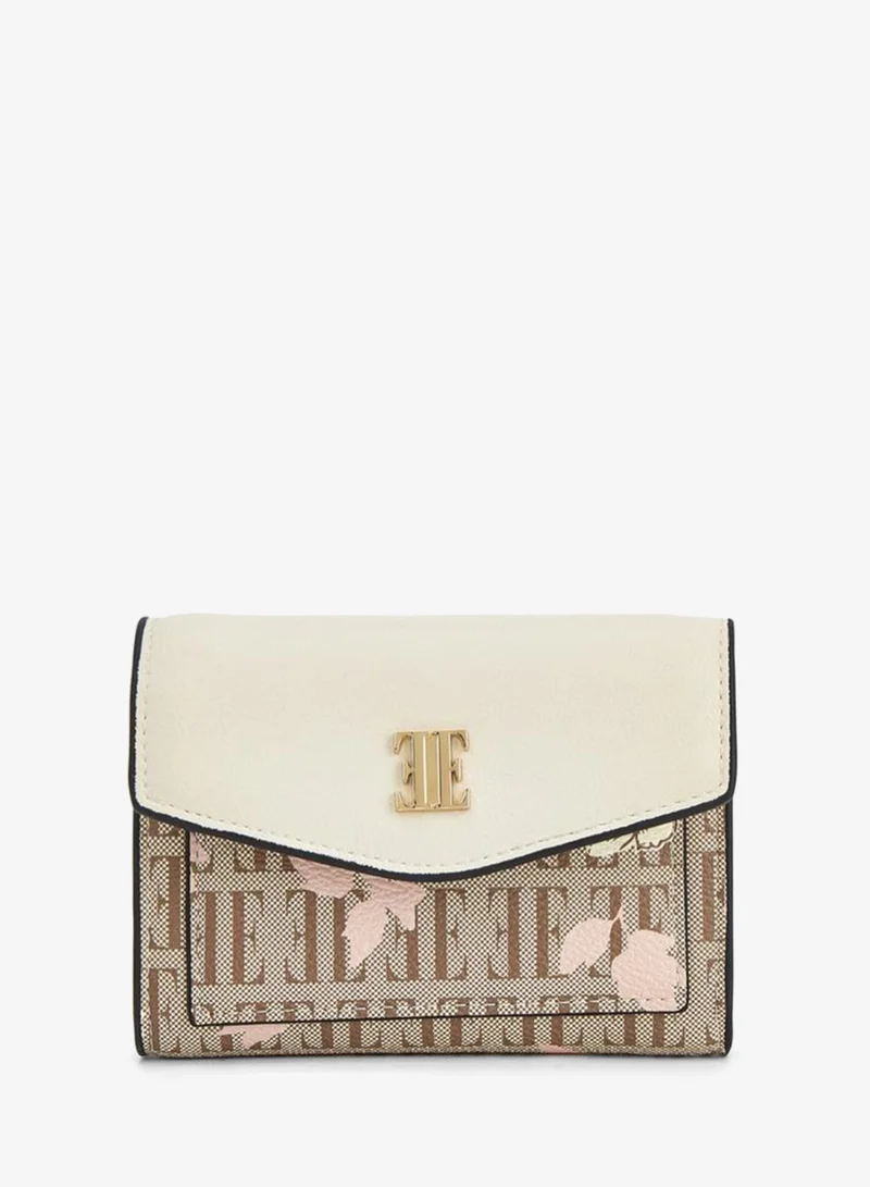 ايل Floral Monogram Print Wallet With Button Closure