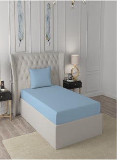 Raymond Raymond Home Single Sheet 120 Thread Count Luxirious Mercerised 100% Cotton Bedding Solid Pre Shrunk Percale Finish Bed Linen 2 Bedsheet and 2 Pillow Case - Sky Blue (152 * 229 CM)  - Image 3