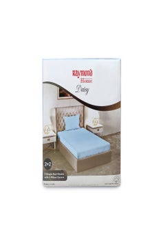 Raymond Raymond Home Single Sheet 120 Thread Count Luxirious Mercerised 100% Cotton Bedding Solid Pre Shrunk Percale Finish Bed Linen 2 Bedsheet and 2 Pillow Case - Sky Blue (152 * 229 CM)  - Image 4