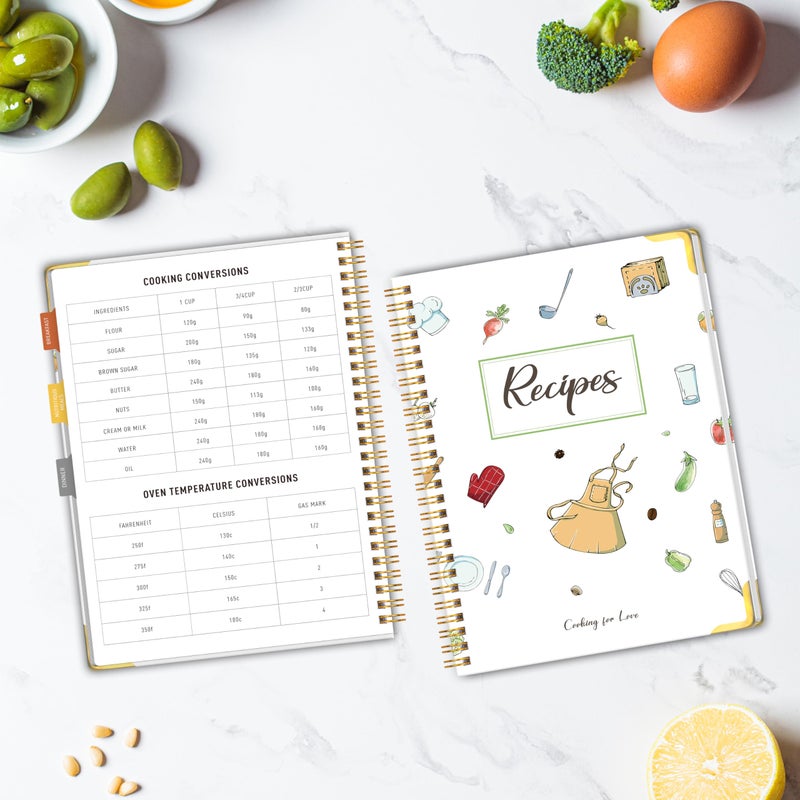 KAICN Recipe Book to Write in Your Own Recipes â€“ Blank Recipe Book Cookbook, Hardcover Recipe Notebook Recipe Journal Hold 175 Pages Recipes with Tab Sticker, Spiral-Bound Durable Kitchen Gift, 7.5"*10" - White - Image 5