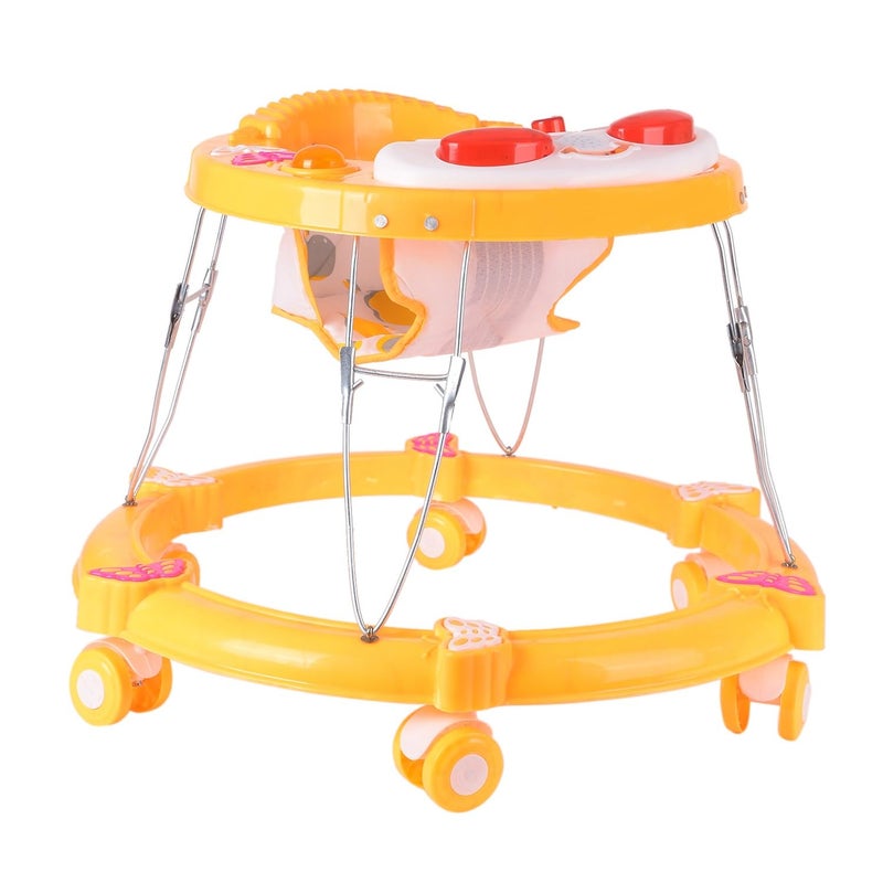 Maanit Walker with Foldable,Cushion Seat | Activity Walker for Baby with Musical Toy Bar | Walker Boys and Girls (Yellow) - Image 1