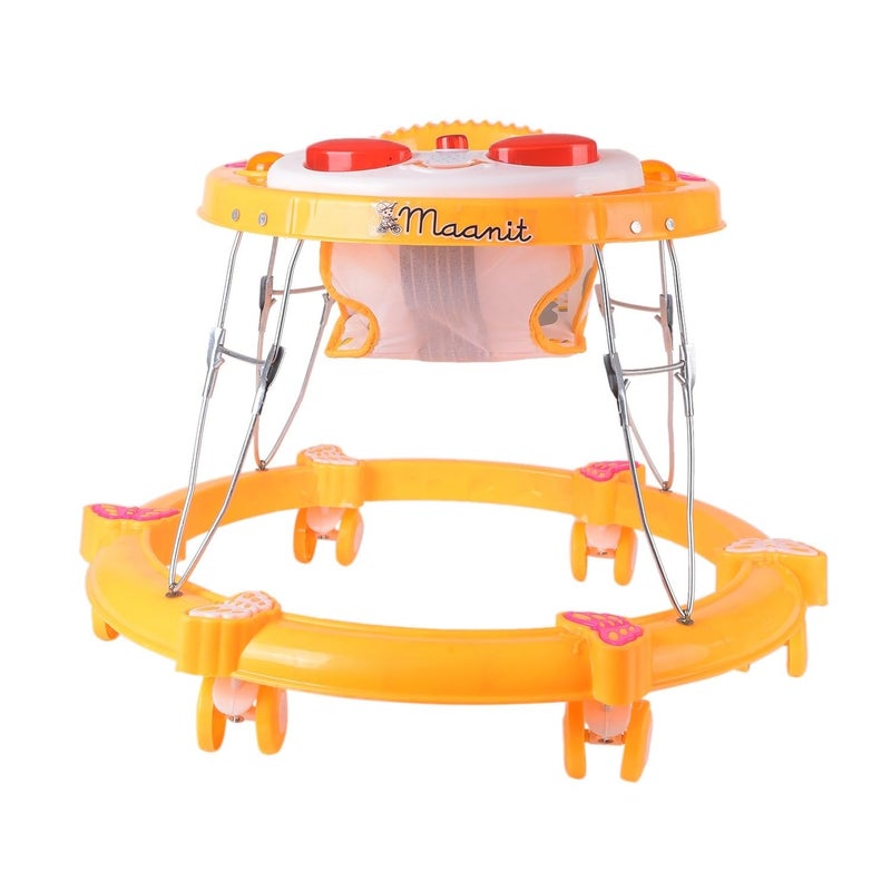 Maanit Walker with Foldable,Cushion Seat | Activity Walker for Baby with Musical Toy Bar | Walker Boys and Girls (Yellow) - Image 2