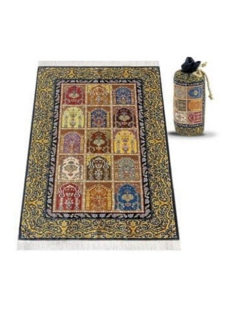 100 Naturals Sajadati Prayer Mat Oriental Arabesque Design In a Pouch, Portable and On The Go Premium Quality  Made in Turkey 60x120cm 