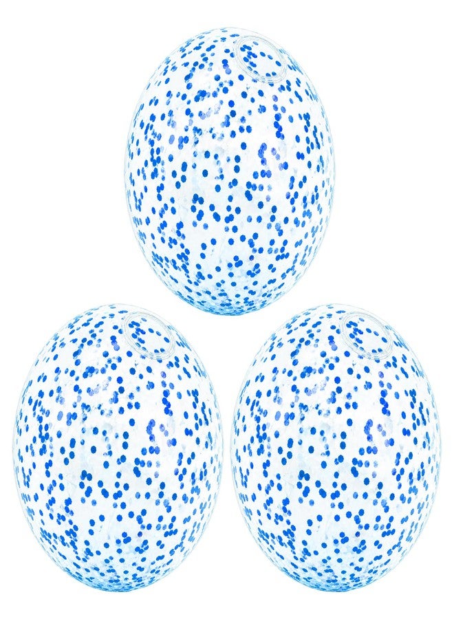 SythorYang Beach Balls, 3 Pcs Inflatable Beach Balls Bulk, 16 Inch Small Glitter Beach Balls for Pool, Blue Sparkly Confetti Beachball, Inflatable Ball for Summer Swimming Pool Party Supplies - Image 1