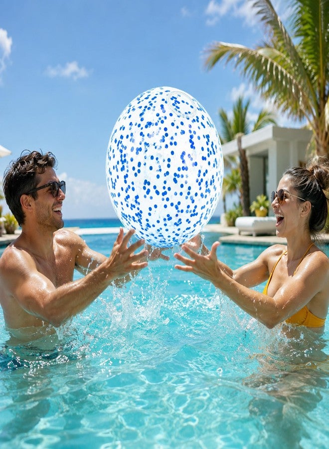 SythorYang Beach Balls, 3 Pcs Inflatable Beach Balls Bulk, 16 Inch Small Glitter Beach Balls for Pool, Blue Sparkly Confetti Beachball, Inflatable Ball for Summer Swimming Pool Party Supplies - Image 5