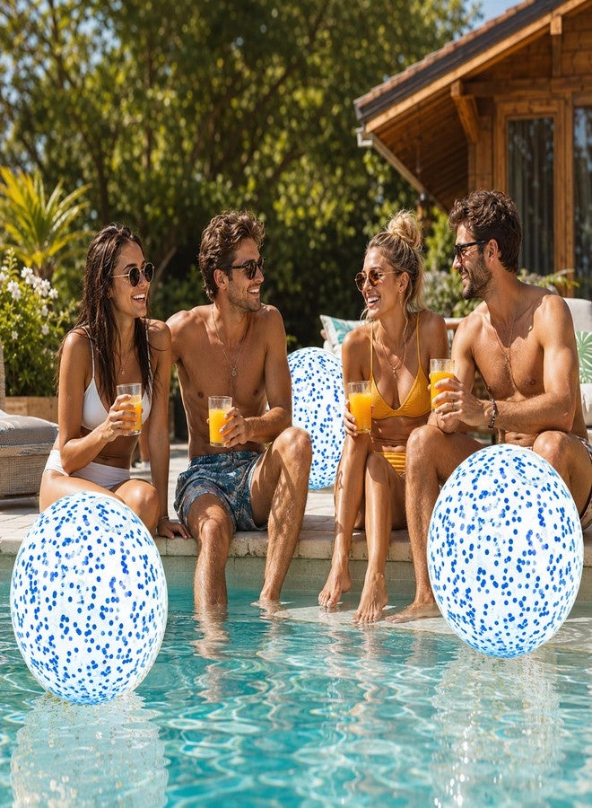 SythorYang Beach Balls, 3 Pcs Inflatable Beach Balls Bulk, 16 Inch Small Glitter Beach Balls for Pool, Blue Sparkly Confetti Beachball, Inflatable Ball for Summer Swimming Pool Party Supplies - Image 2