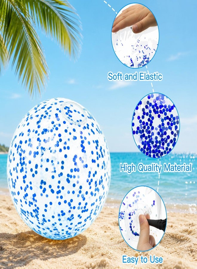 SythorYang Beach Balls, 3 Pcs Inflatable Beach Balls Bulk, 16 Inch Small Glitter Beach Balls for Pool, Blue Sparkly Confetti Beachball, Inflatable Ball for Summer Swimming Pool Party Supplies - Image 4