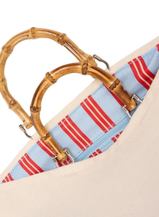 Parfois Tote Bag Canvas With Rattan Base M