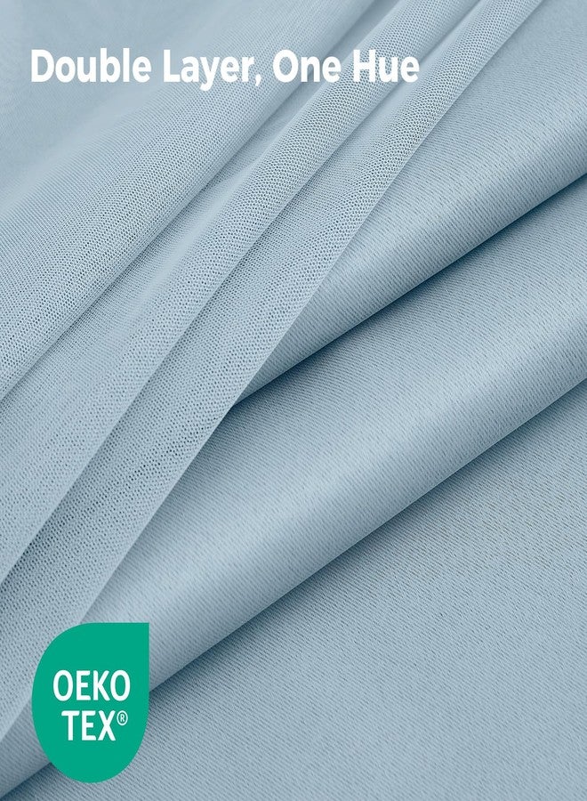 Swandream 100% Blackout Curtains for Bedroom, Double Layer Blue Curtains, Black Out Curtain 84 inch Long with Sheer Overlay for Living Room, Room Darkening Window Drapes with Grommet, 52" W x 84" L - Image 4