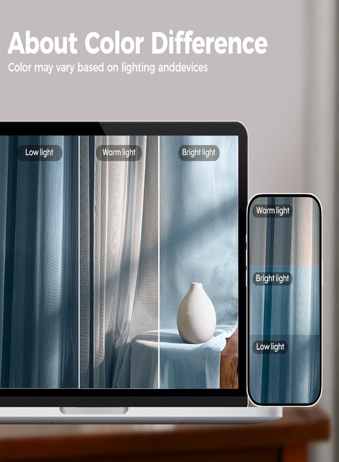 Swandream 100% Blackout Curtains for Bedroom, Double Layer Blue Curtains, Black Out Curtain 84 inch Long with Sheer Overlay for Living Room, Room Darkening Window Drapes with Grommet, 52" W x 84" L - Image 5