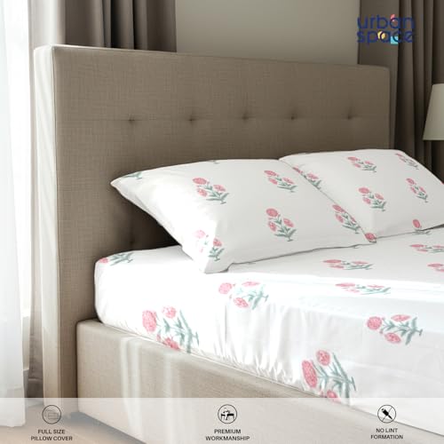 Urban Space Serene 200 TC 100% Cotton Bedsheet for Single Bed with 1 Pillow Cover, Single bedsheet (Sunflower - Pomegranate Pink, Size 58 x 90 inches) - Image 3