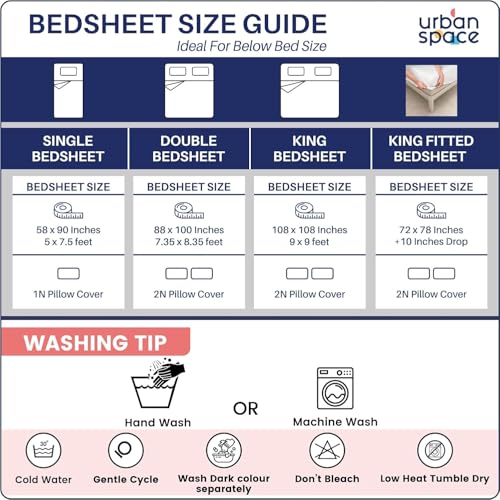 Urban Space Serene 200 TC 100% Cotton Bedsheet for Single Bed with 1 Pillow Cover, Single bedsheet (Sunflower - Pomegranate Pink, Size 58 x 90 inches) - Image 5