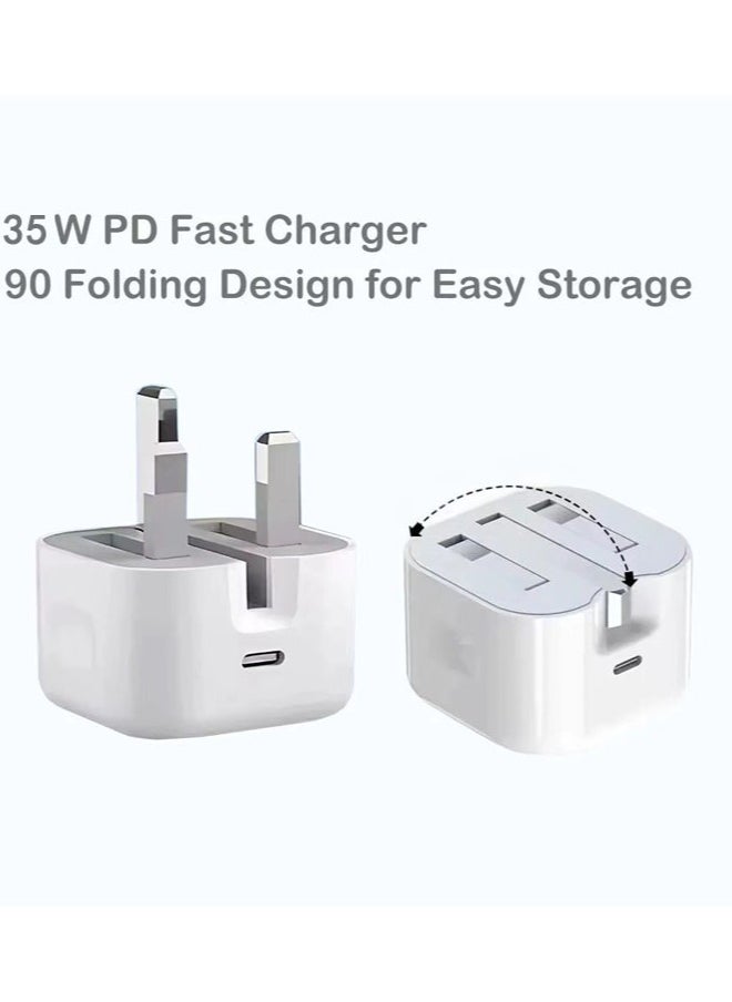 iPhone 35W Fast Charger | USB C Wall Fast Charger Compatible with iPhone 15/14/14 Pro/14 Pro Max/13/12/SE2020/11/XR/XS Max/X/iPad