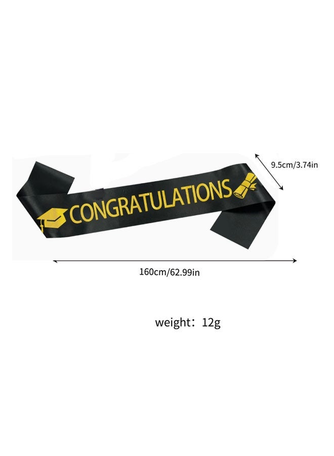 Ailily Graduation Cap,Sash Set and badge three-piece set, Black Graduation Hat with Tassel and 2026 Year Gold Date Charms & “Congratulations” Sash, Adjustable Fit for Adults, for Graduation Ceremonies, Parties & Photo Props (Congratulations) - Image 3