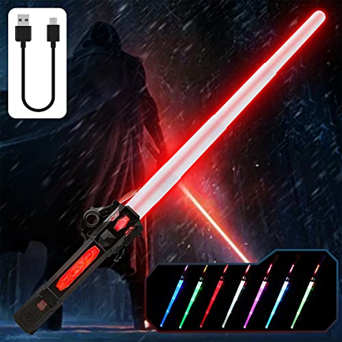 ANNDOFY Light Up Saber for Kids Dual Light Sword RGB 7 Colors Changeable with 3 Modes FX Sound Expandable Light Swords Set for Galaxy War Fighter Warriors Dress Up Parties Gifts for Childrens Day - Image 1