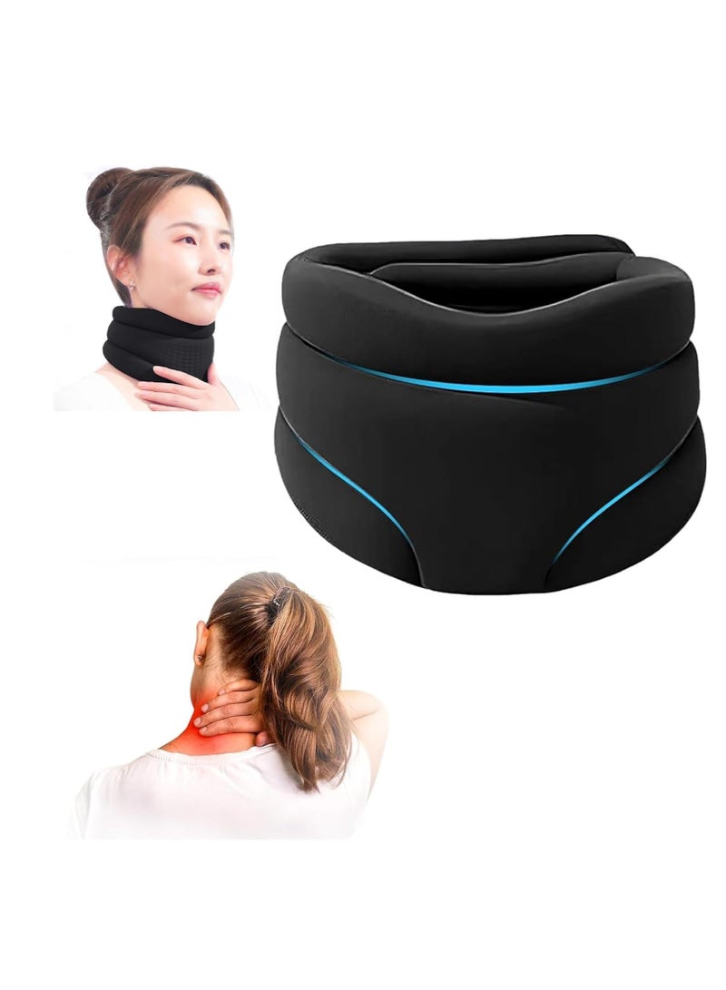 Cervicorrect Neck Brace for Snoring Relief 2024 Upgrade Soft Foam Cervical Collar Neck Pain Support for Men and Women Black - Image 1