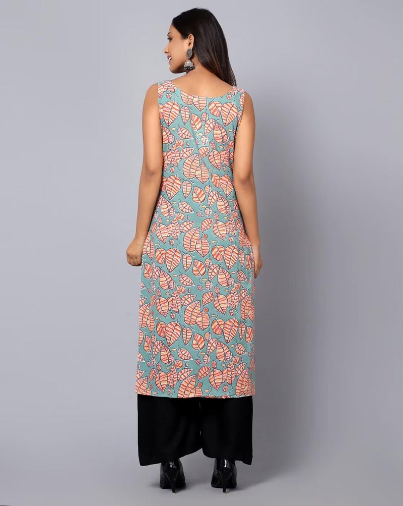 PATLANI Women's Crepe Full Stitched Kurti. Peach - Image 2