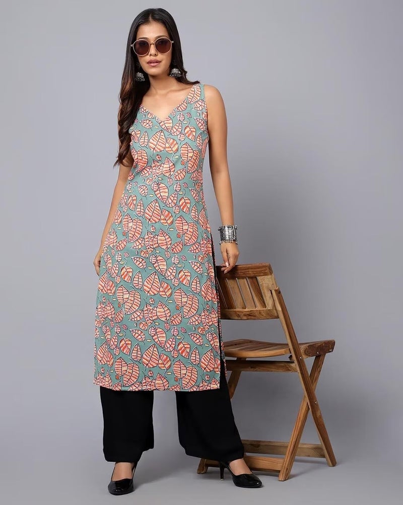 PATLANI Women's Crepe Full Stitched Kurti. Peach - Image 5