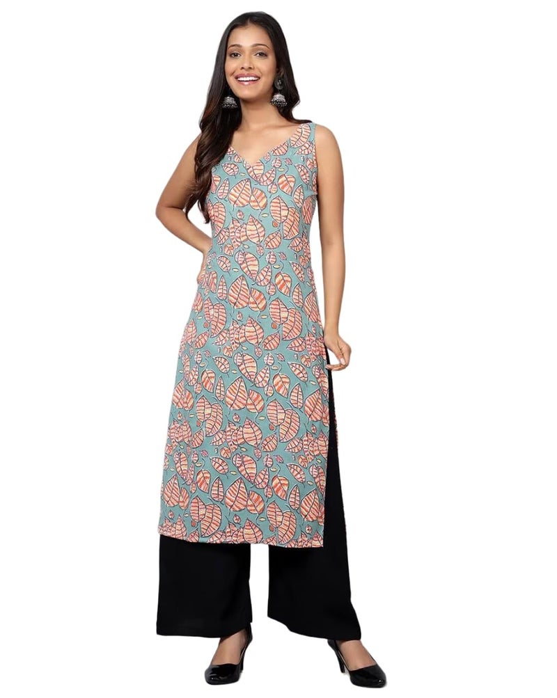 PATLANI Women's Crepe Full Stitched Kurti. Peach - Image 1