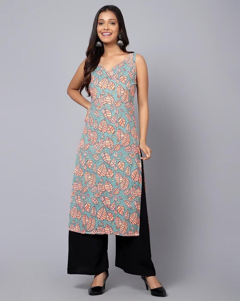 PATLANI Women's Crepe Full Stitched Kurti. Peach - Image 4