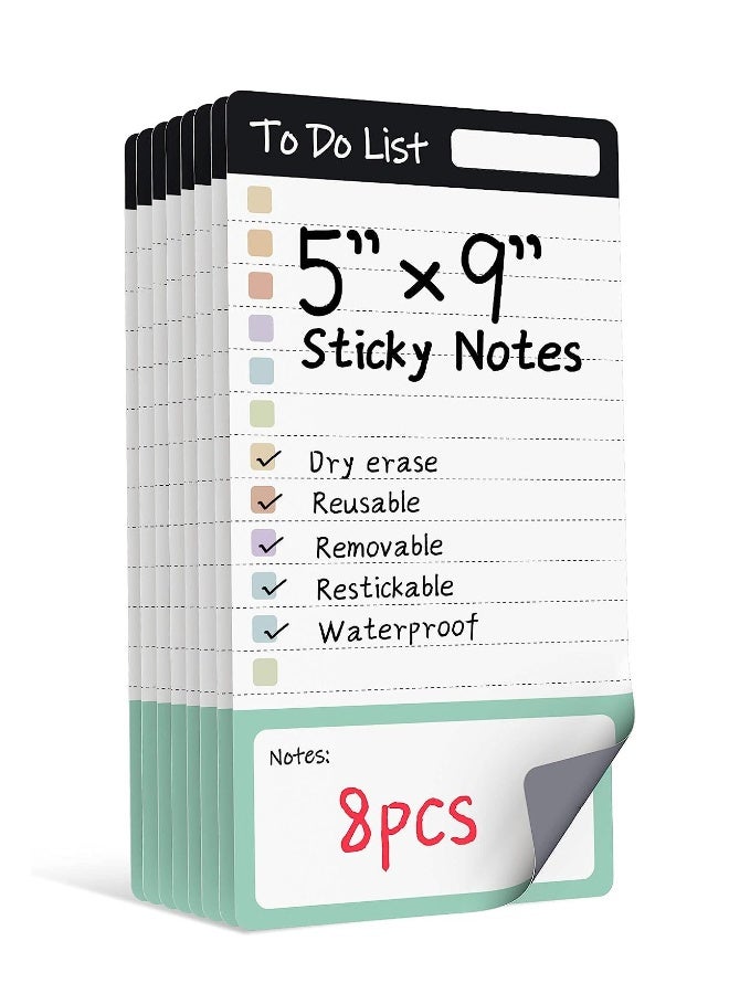 Generic To Do List Sticky Notes, 8pcs Dry Erase Reusable to Do List Sticky Notes, Daily Planner Chart, Checklist Notepad, Lined Task Todo Memo Pad for Home, Office, Refrigerator, Desk, Mirror  - Image 1