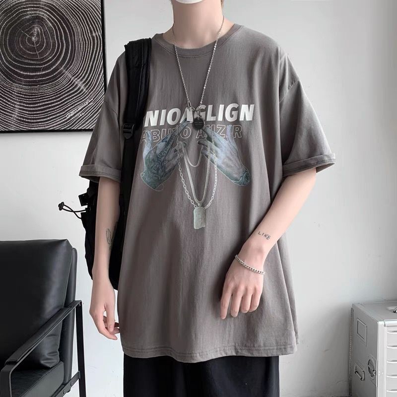 Summer Hip-Hop T-Shirt Men'S Short-Sleeved Trendy Brand Top Fashionable Loose Plus Size Clothes Printed Ins Half-Sleeved T-Shirt - Image 3