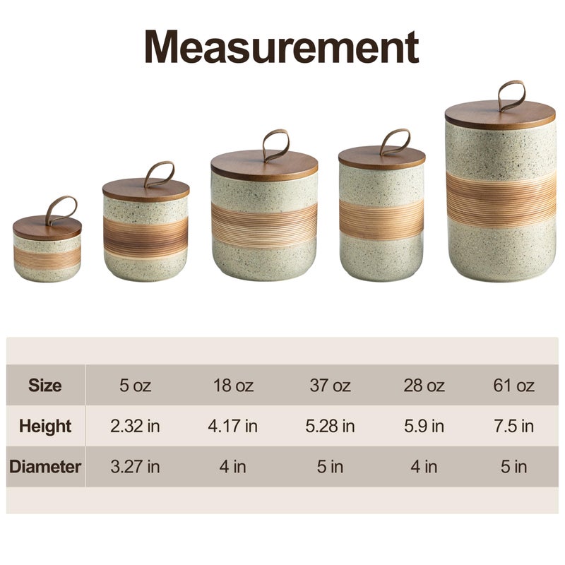 Miamolo Ceramic Jar with Lid Airtight, Coffee Container Kitchen Food Storage Jars for Spice Sugar Tea Bag, Stackable Decorative Jars for Countertop, 18 fl.oz - Image 2
