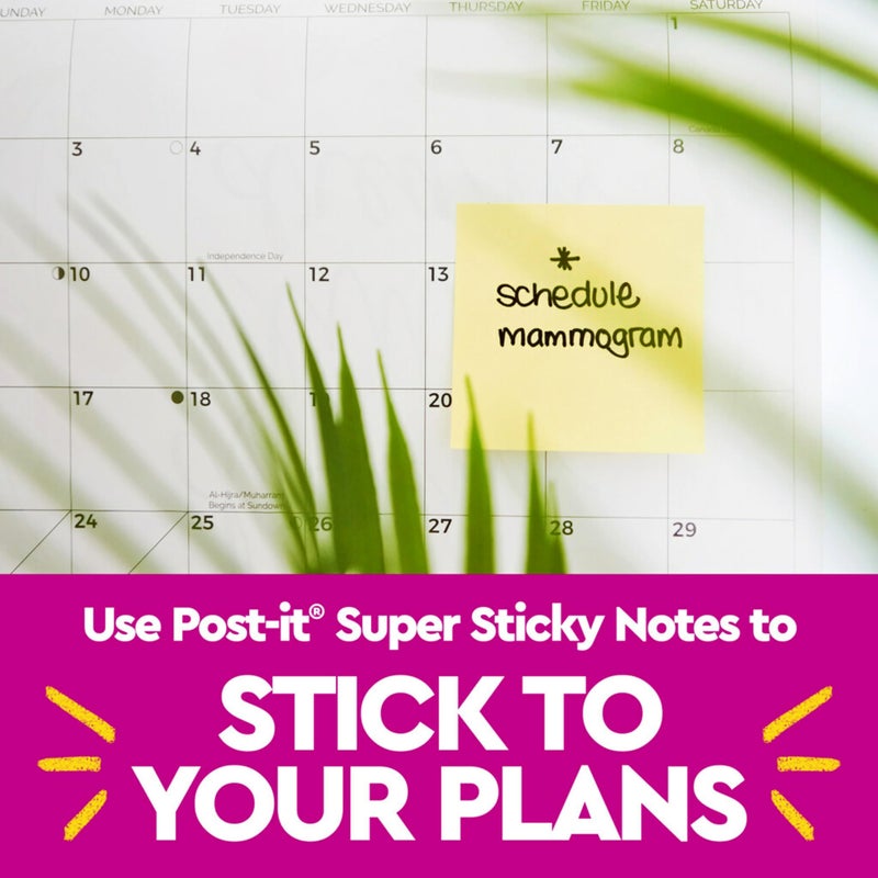 Post-it ملاحظات بوست-إت سوبر لاصقة، 4x6 بوصة، 5 دفاتر، قوة لاصقة 2X، أصفر كناري، قابل لإعادة التدوير - Image 5