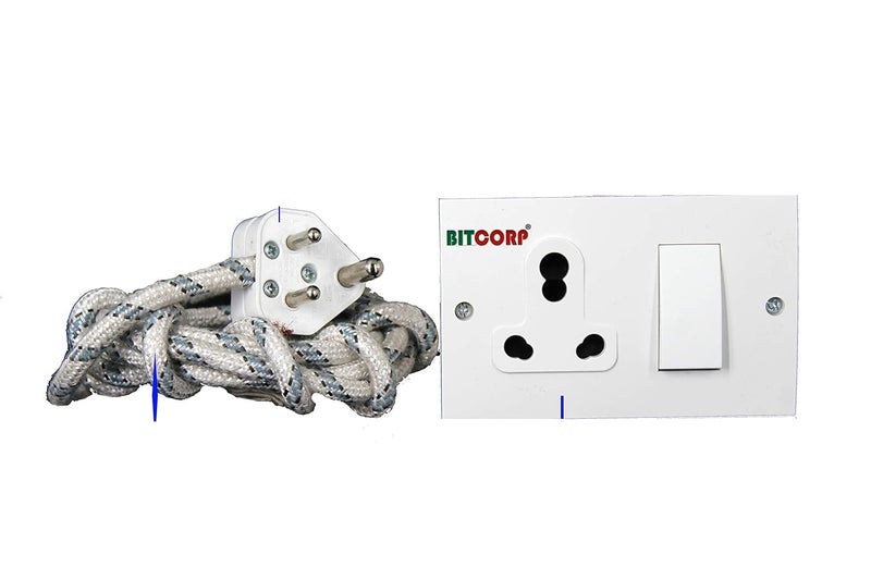 BITCORP Bitcorp Extension Board Heavy Duty Box 6A 16A 20A with Thermal Protection 1 Way Socket 1 Switch 2500W Surge Protection with 4 Meter Long Cable Cord Wall Mount White  - Image 1
