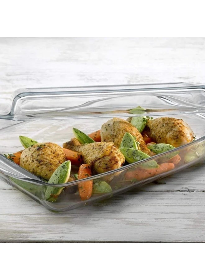 بوركام طاجن زجاجي مستطيل للفرن من بوركام مع غطاء وحامل أسود 33.6 × 19 سم – صنع في تركيا - Image 2