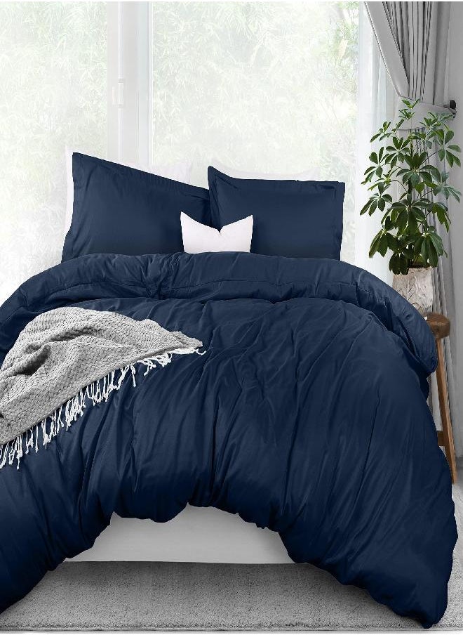 Utopia Bedding - Utopia Bedding Duvet Cover Queen Size Set - 1 Duvet Cover with 2 Pillow Shams - 3 Pieces Comforter Cover with Zipper Closure - Ultra Soft Brushed Microfiber, 90 X 90 Inches (Queen, Navy) - Image 1