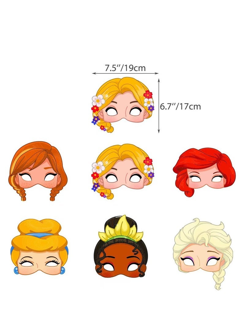 general Princesses Party Half Face Masks - 24PCS Set with 24 Elastic Strings Cute Cosplay Masks for Girls Birthday Carnival - Image 2