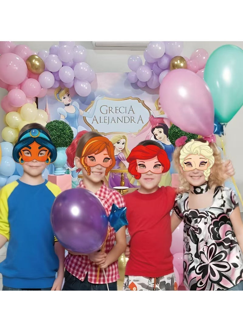general Princesses Party Half Face Masks - 24PCS Set with 24 Elastic Strings Cute Cosplay Masks for Girls Birthday Carnival - Image 3