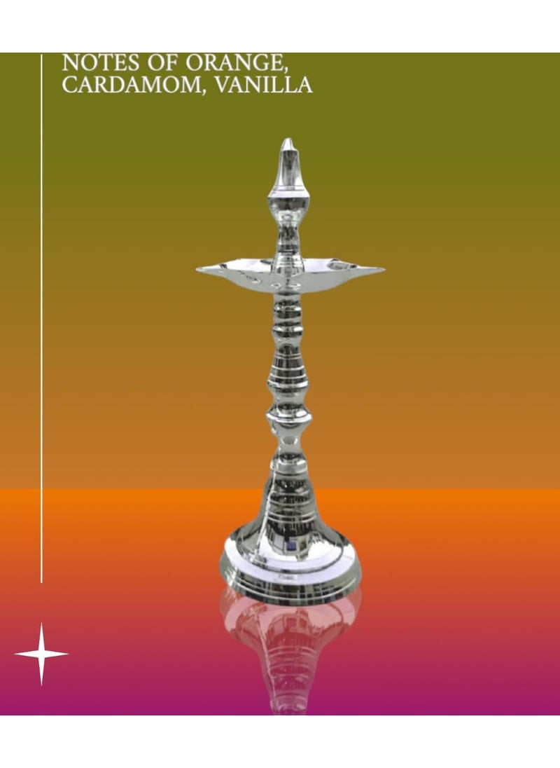 Denique Denique Silver Plated Brass Kerala Samai Diya Deepam Deepak Traditional Diya Lamp Vilakku for Pooja and Gifting Purpose 1pc  - Image 2