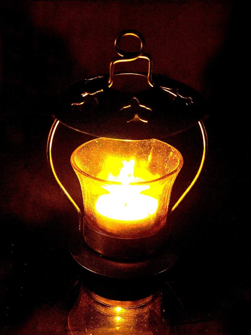 Puja N Pujari Puja N Pujari Crystal Tealight Holder Lantern Table Candle Lamp for Home Decor Yellow Color  - Image 2