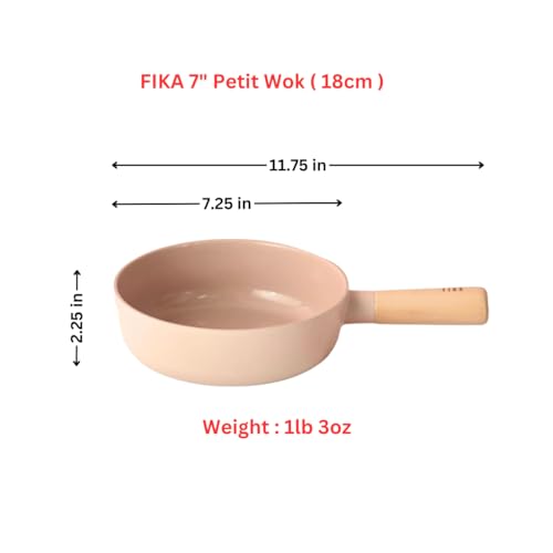 Neoflam FIKA 7Inch Stir Fry Mini Wok Pan with Wood Handle Kitchen Nonstick Ceramic Coating Skillet Induction Compatible Cookware Healthy Cooking Omelet Pan Made in Korea 18cm - Image 3