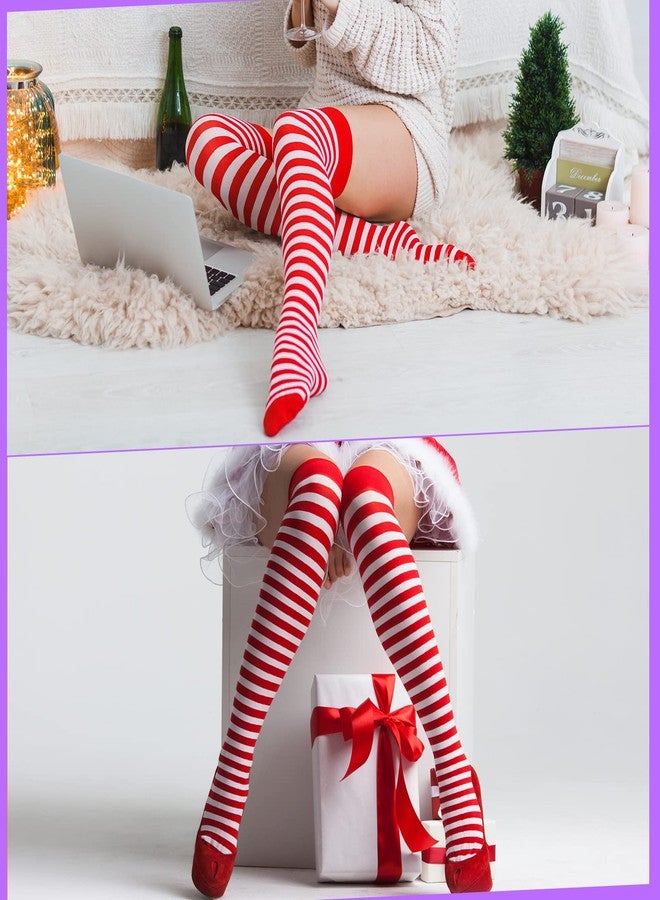 JaGely 12 Pair Women Thigh High Socks Striped Knee Socks Halloween Multicolored Elastic over The Knee Socks Long Stocking for Women Girls Anime Cosplay Daily, about 46 cm/ 18.1 inches - Image 4