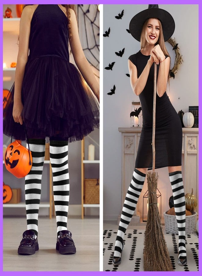 JaGely 12 Pair Women Thigh High Socks Striped Knee Socks Halloween Multicolored Elastic over The Knee Socks Long Stocking for Women Girls Anime Cosplay Daily, about 46 cm/ 18.1 inches - Image 5