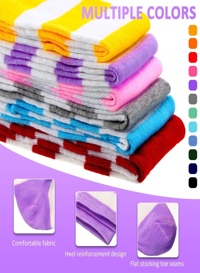 JaGely 12 Pair Women Thigh High Socks Striped Knee Socks Halloween Multicolored Elastic over The Knee Socks Long Stocking for Women Girls Anime Cosplay Daily, about 46 cm/ 18.1 inches - Image 3